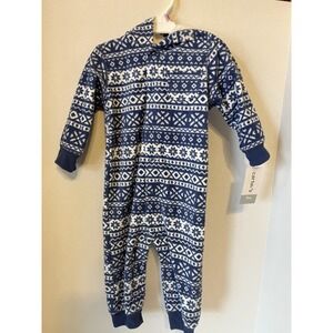 Carters Baby Boy Hooded‎ Fleece Romper Pajamas Snowflake Print 9 Month